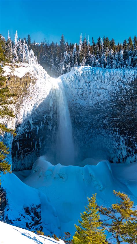 Download Wallpaper 1350x2400 Waterfall Frozen Ice Landscape Winter