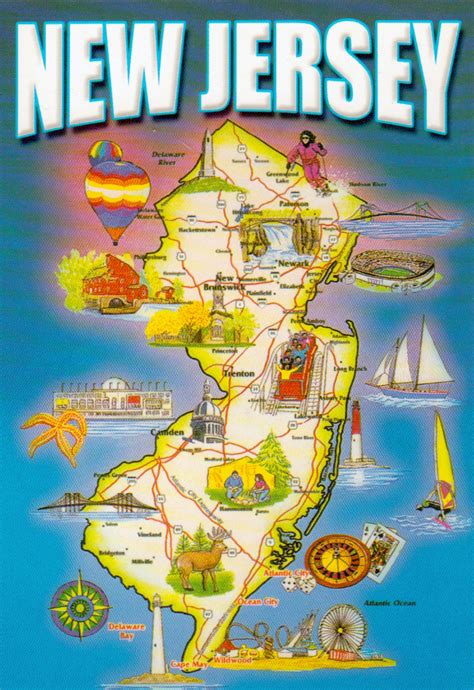 Detailed Tourist Map Of New Jersey State New Jersey State Detailed
