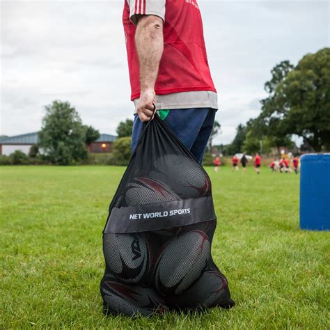Rugby Ball Mesh Drawstring Carry Bag Net World Sports