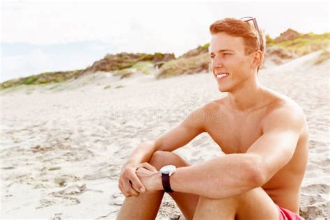 Handsome Man Posing At Beach Stock Photo Image Of Ocean Summer