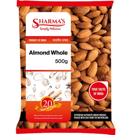 Sharmas Almond Whole Baadam 500 Gm Superior Indian Foods Indojin
