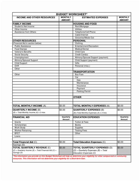 Free Monthly Income And Expense Worksheet Template Daxunder