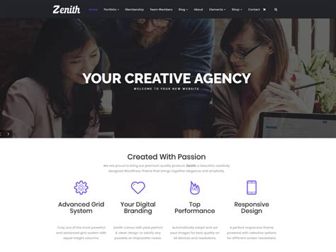Zenith Wordpress Theme Front Page Responsive Site Builder By