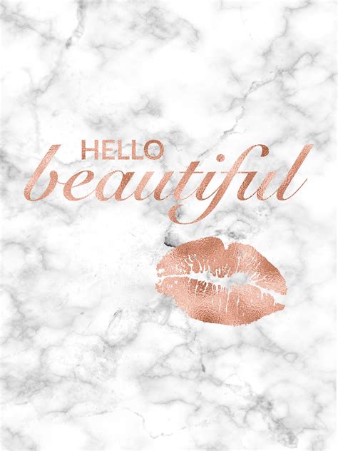 Hello Beautiful/Lips Print/Rose Gold Printable/Rose Gold Print/Rose Gold Decor/Rose Gol… | Rose 