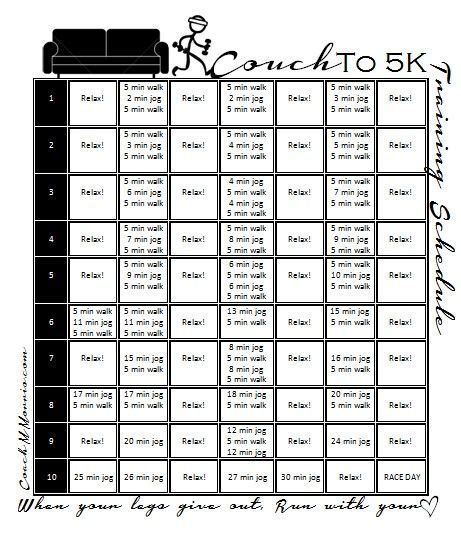 Alternate Couch To 5k Schedule Also Includes Printables