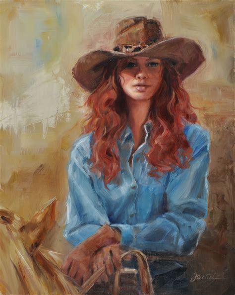 Redheaded Cowgirl Original Oil On Linen 20 X 16 Framed Available