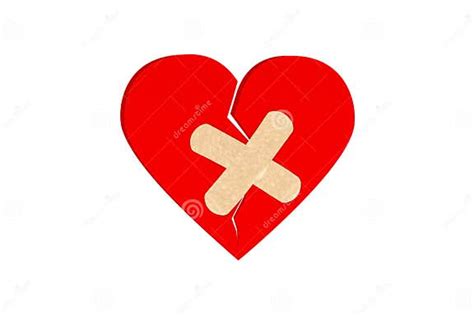 Broken Heart With Plaster Isolated On White Stock Image Image Of