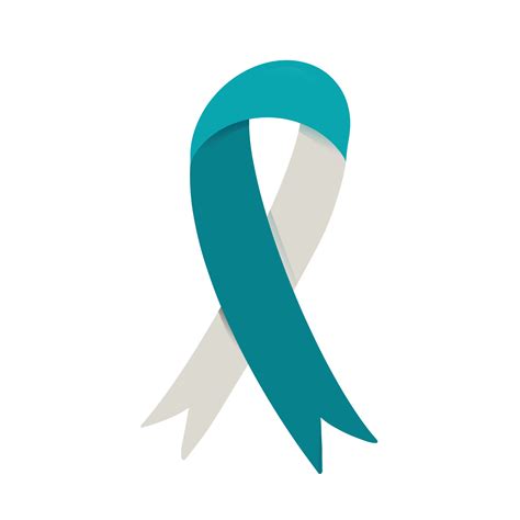 Teal And White Ribbon Cervical Cancer Awareness Symbol Emblem