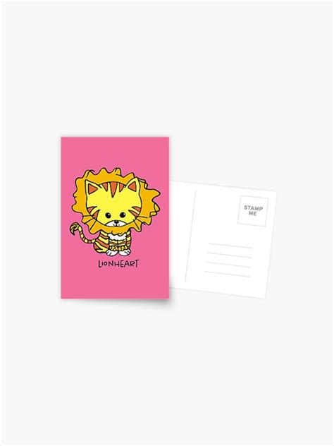 lionheart guardian kitty postcard by unfetteredart redbubble lionheart snail mail kraft