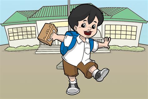 gambar kartun murid lelaki pelajar sekolah gambar mur