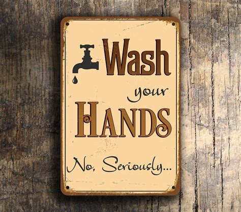 Wash Your Hands Sign Restroom Signs Classic Metal Signs Restroom