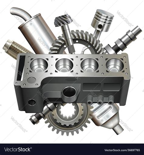 Engine Block With Parts Royalty Free Vector Image