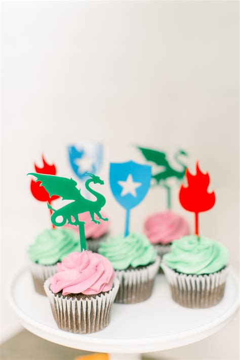 Set Of Medieval Cupcake Toppers Dragon Cupcake Toppers Etsy