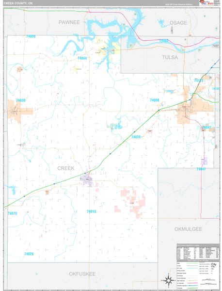 Creek County Ok Wall Map Premium Style By Marketmaps Mapsales
