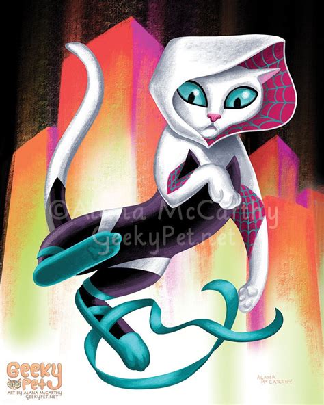Spider Gwen Cat 8 X 10 Art Print Spider Gwen As A Cat And Etsy