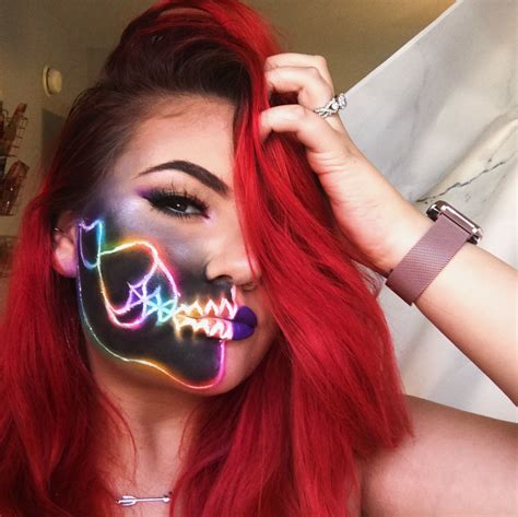 Rainbow Neon Skull Makeup Shelliegmua On Instagram Half Face