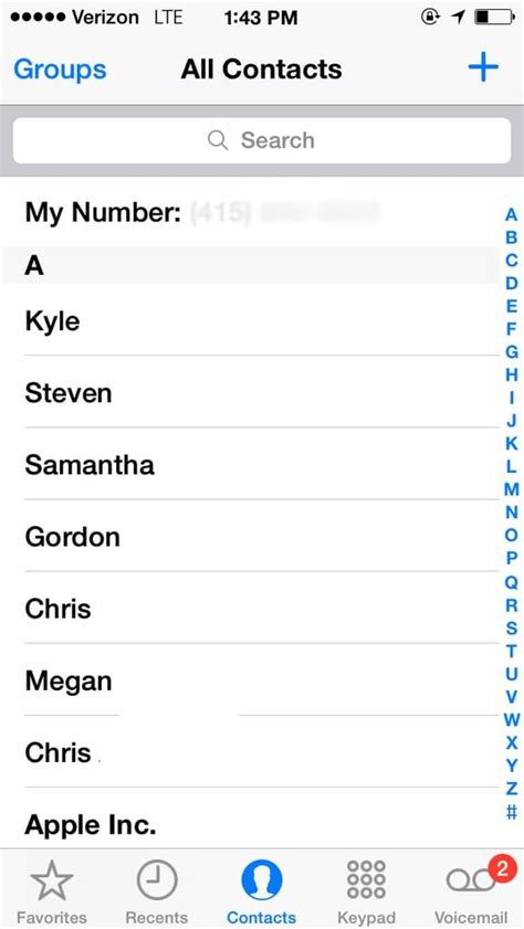 An Iphone Screen Showing The Group List For All Contacts On Their Phone