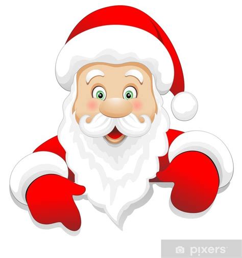 Sticker Père Noël Cartoon Santa Claus Souhaite Message Vector Fr
