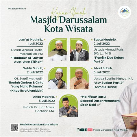 Kajian Ilmiah 🕌 Masjid Darussalam Kota Wisata 🗓 1 3 Juli 20222 4 Dzul