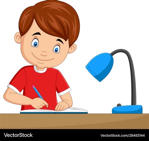 Cartoon Little Girl Studying Royalty Free Vector Imag