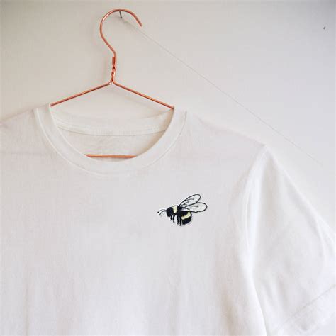Emboidered Bumble Bee T Shirt Oversized Handmade By Lint And Thread