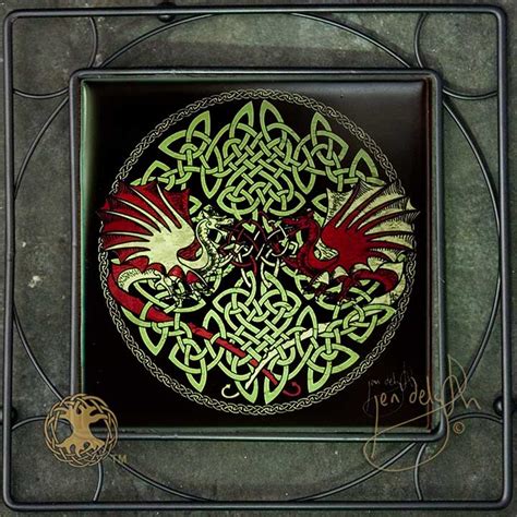 Celtic Dragons Y Ddraig Goch Welsh Dragon Framed Ceramic Tile By