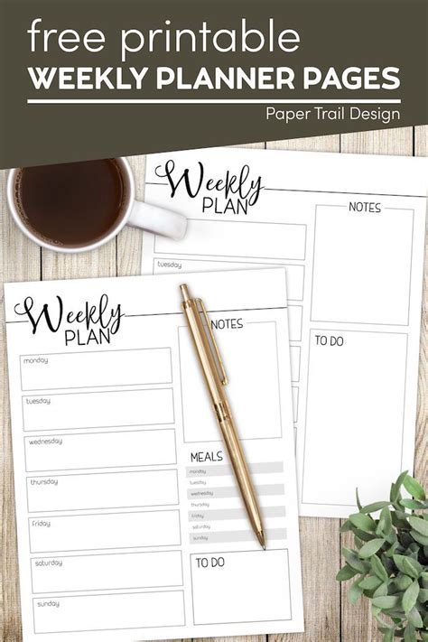 The Free Printable Weekly Planner Page Is Shown With A Cup Of Coffee