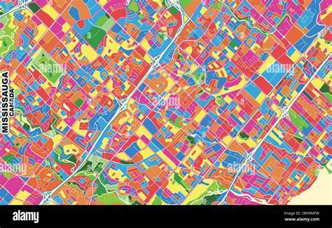 Colorful Vector Map Of Mississauga Ontario Canada Art Map Template