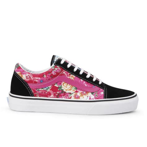 Vans Womens Old Skool Multi Floral Trainers Pinkblack Free Uk