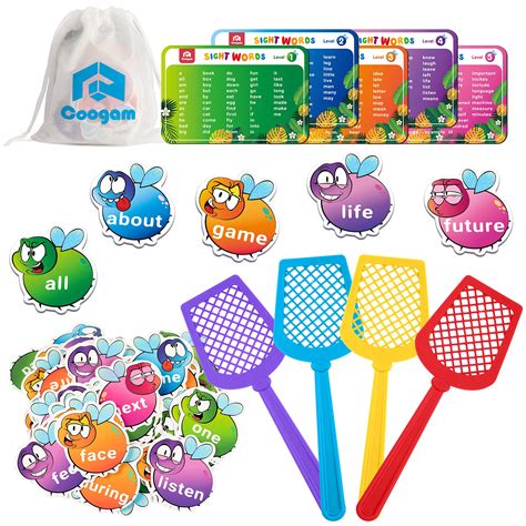 Buy Coogam Sight Words Game With 400 Fry Site Words And 4 Fly Swatters