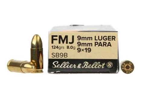 Sellier And Bellot 9mm Luger Ammunition Sb9b 124 Grain Full Metal Jacket