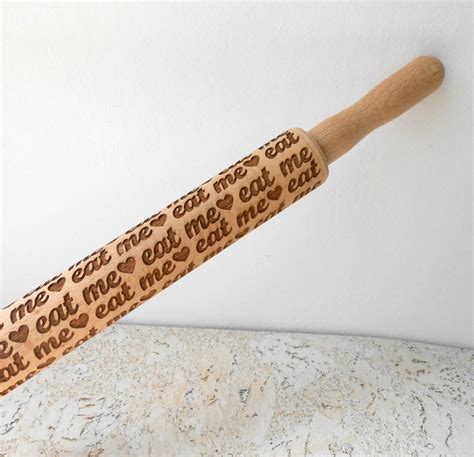 Eat Me Embossing Rolling Pin Wooden Rolling Pin Cookies Decorating