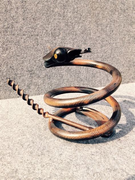 Horseshoe Spring Snake Metal Art Welded Scrap Metal Art Metal Art