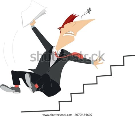 Business Man Falling Down Stairs Illustration Stock Vector Royalty
