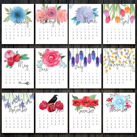 2017 Printable Floral Calendar Desk Calendar 2017 Flower