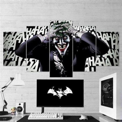 Batman Joker Laugh 01 Dc 5 Panel Canvas Art Wall Decor Canvas Storm