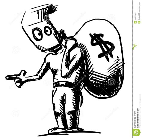 How to draw a bag full of money. Robber In A Mask And With Money Bag Stock Vector - Illustration of felon, burglar: 31683085