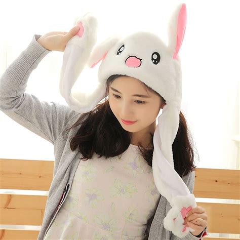 New Style Cute Funny Rabbit Hat Toy Moving Bunny Ears Soft Plush Cap