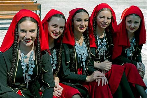 Georgian Group Of Girls In Folk Costume Editorial Photography Image