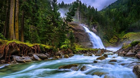 Krimml Waterfalls In Salzburg National Park Hohe Tauern