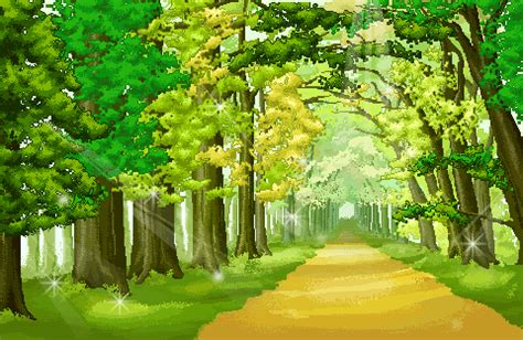 Paisaje de dibujos animados con carretera, árboles, amanecer y cielo con nubes. GIFS ANIMADOS: gifs animados de paisajes