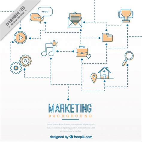Free Vector Marketing Background With Icons And Lines
