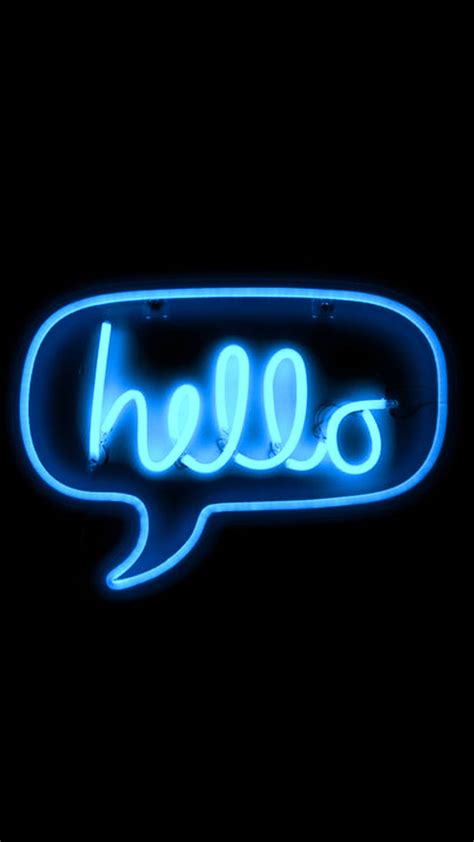 Download Hello In Neon Blue Iphone Wallpaper