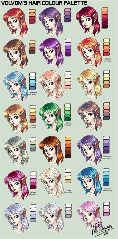 My Hair Colour Palette By Volvom On Deviantart Anime Hair Color