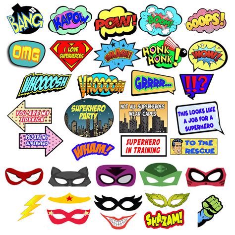 Scapa Pro Superhero Photo Booth Props Comic Superhero Party