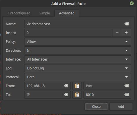 Then click the save firewall button below. LINUX SURGE: How to allow VLC 3.0 to cast to Chromecast if ...