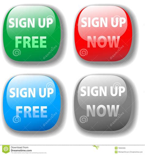 Sign Up Now Free Website Icon Button Set Royalty Free Stock Photo