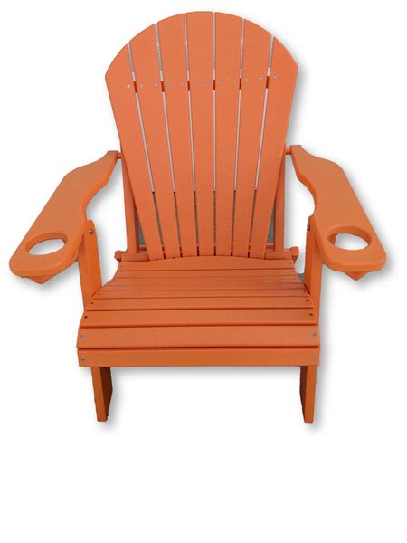 Orange Folding Adirondack Chair With Cup Holders Zero Maintenance