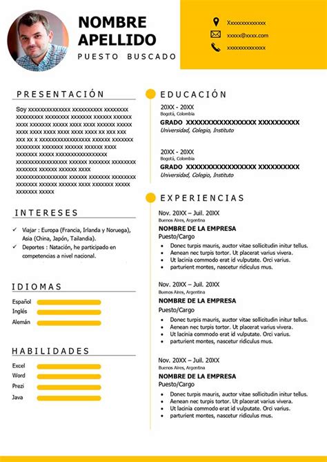 Ejemplo Curriculum Vitae En Español Gratis