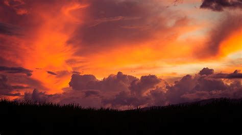 Filter Sky Clouds Sunset Grass Red Black Wallpapers